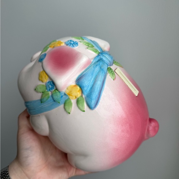Piggy Bank Vintage Porcelain Made in Taiwan Kitschy Pastel Springtime Decor - Picture 14 of 16